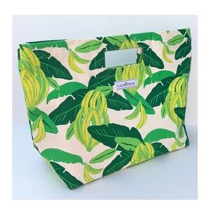 NWT LILIBRIDGE Banana Fruit Leaf Print Natural Cotton Canvas Tote Bag